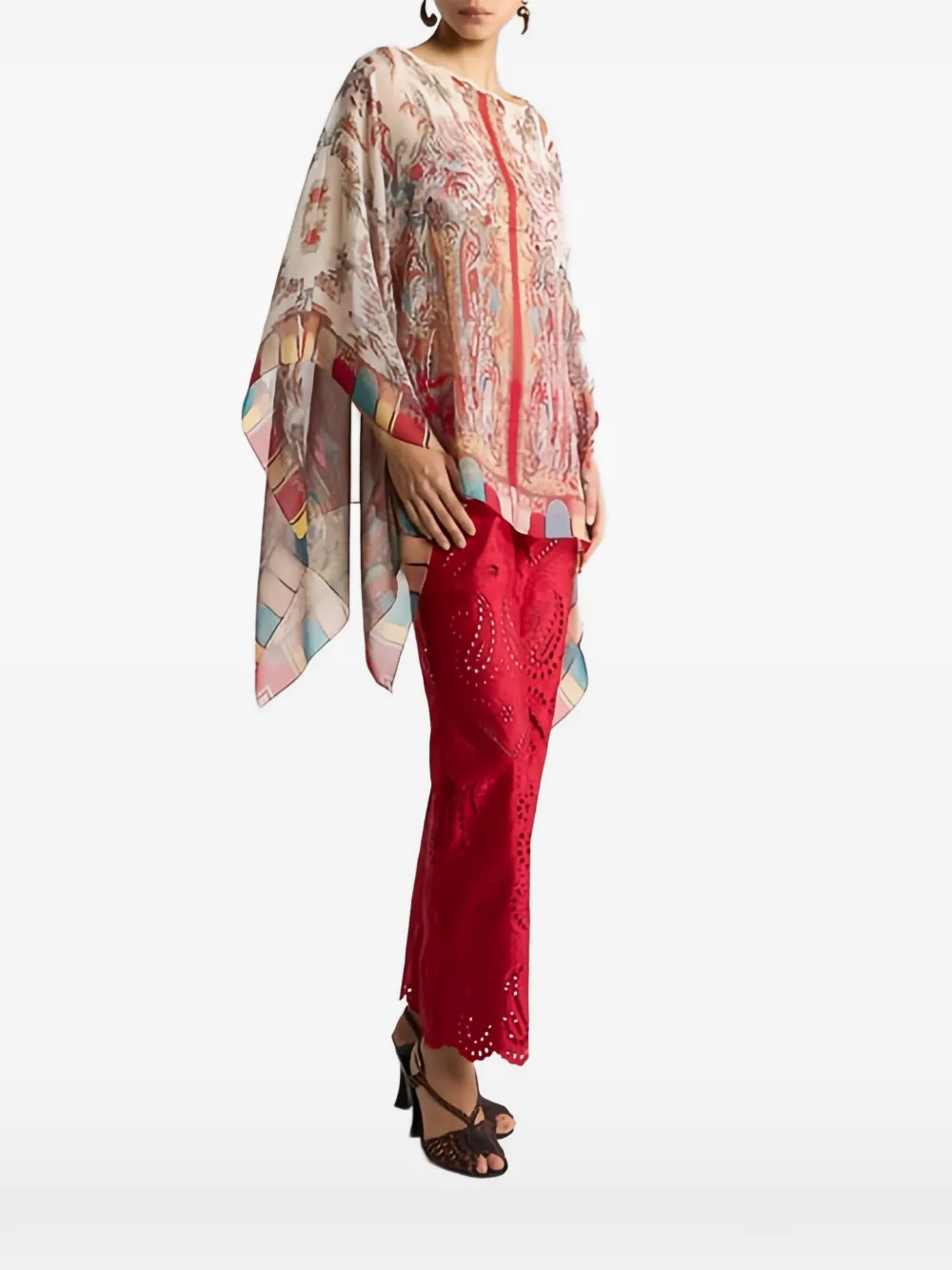 ETRO paisley-motif silk poncho - Toni neutri