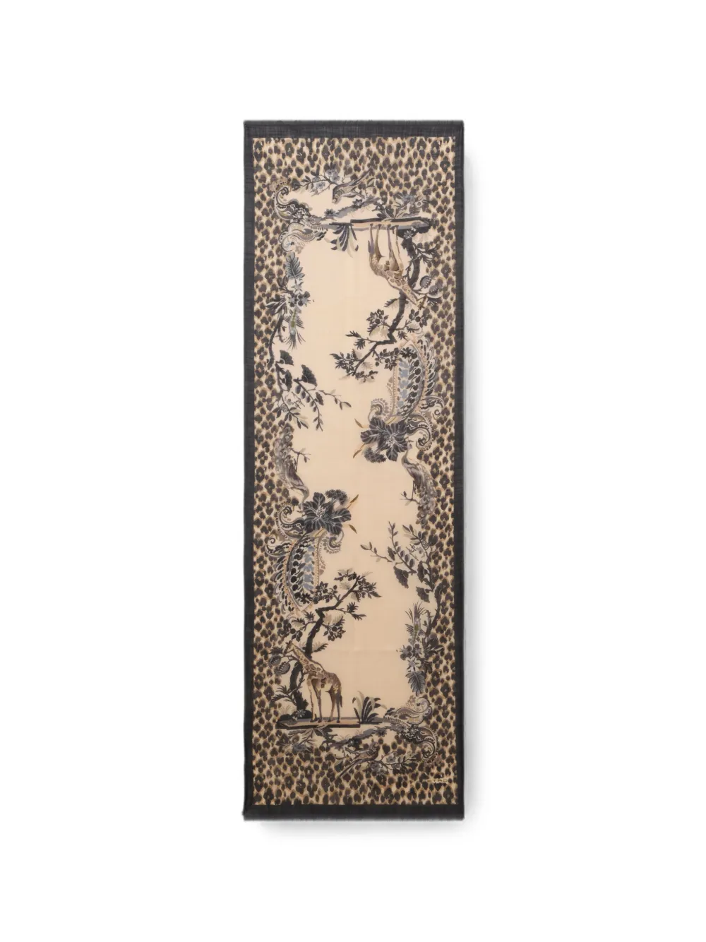 ETRO animal-print floral-print scarf - Toni neutri