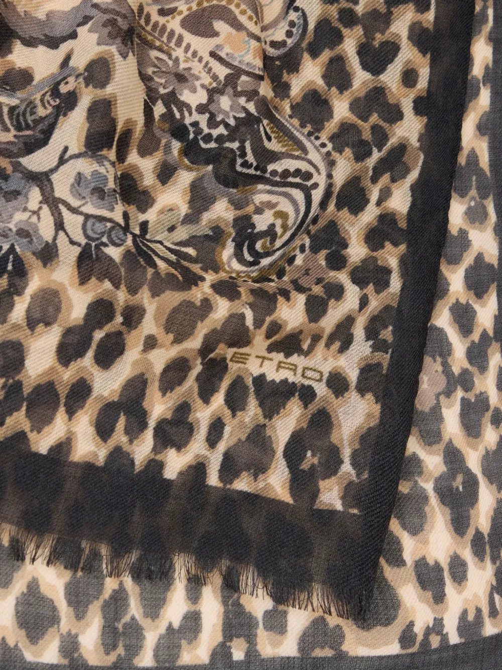 ETRO Sjaal met dieren-print en bloemen-print Beige