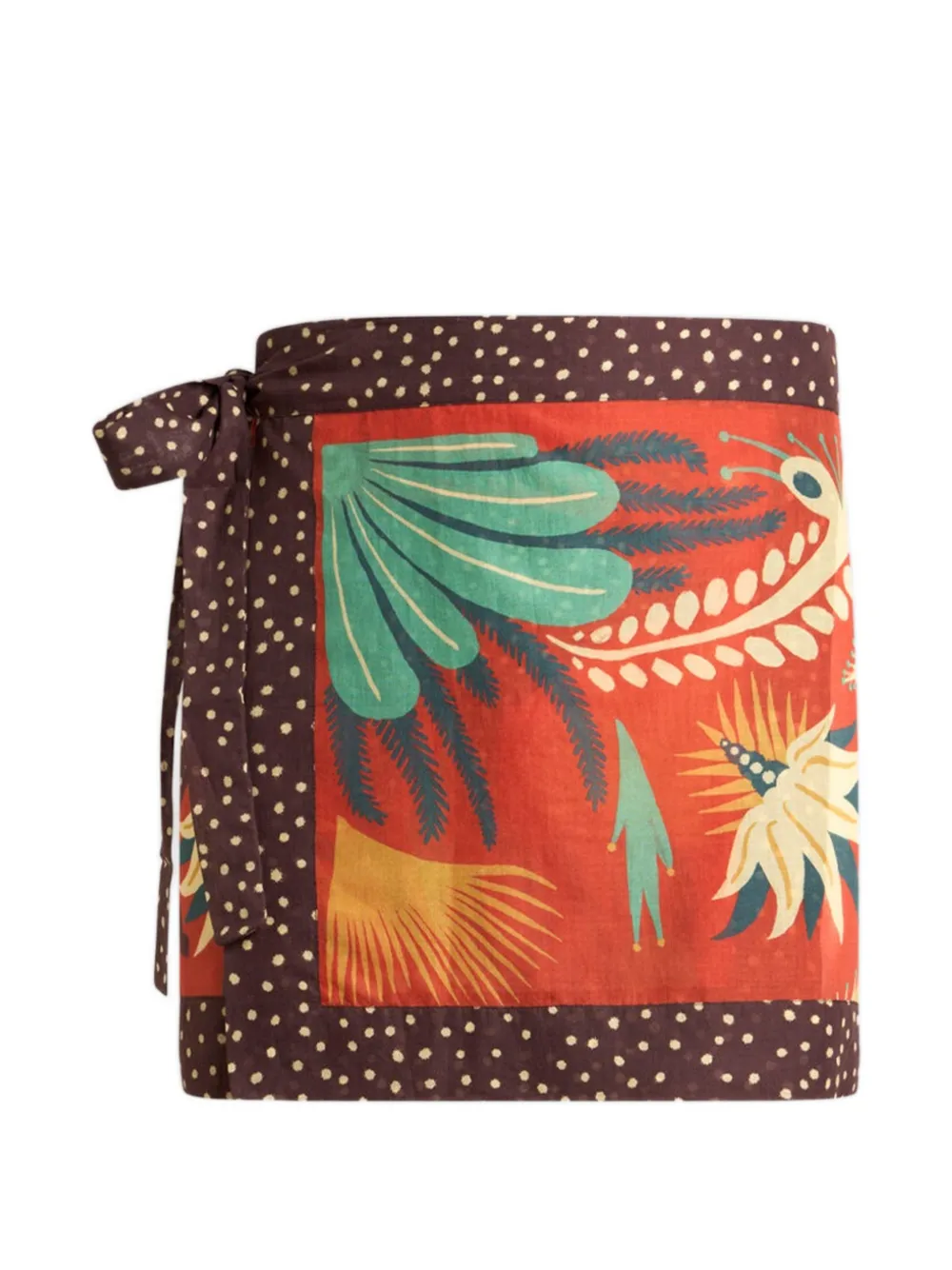 Etro X Tabby Booth Cotton Cover-up Mini Skirt With Placed Print In Red