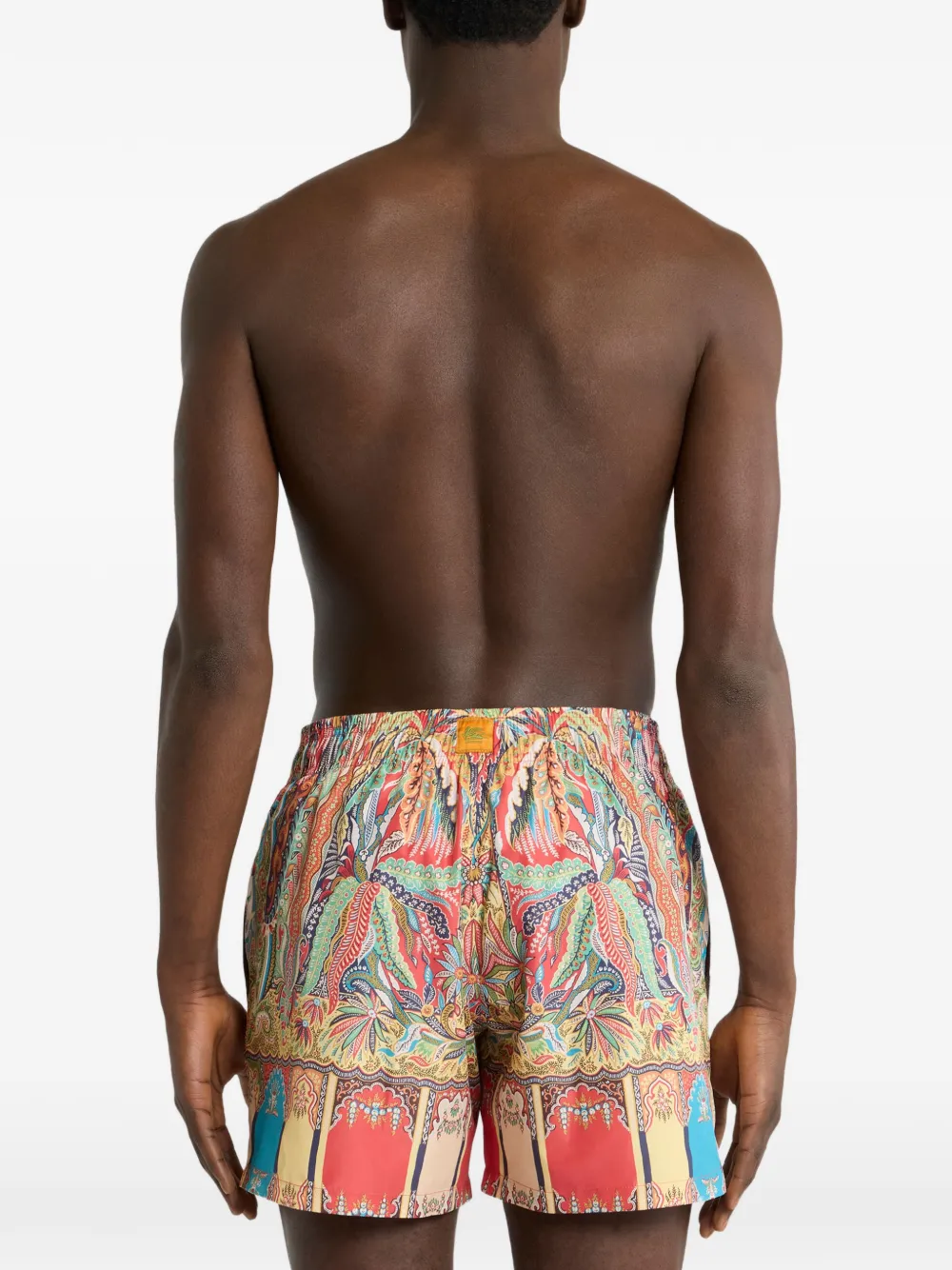 ETRO Zwembroek met paisley-print en bloemdetail Beige