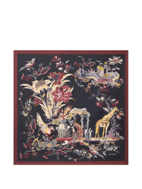 ETRO silk twill scarf with floral Paisley motif