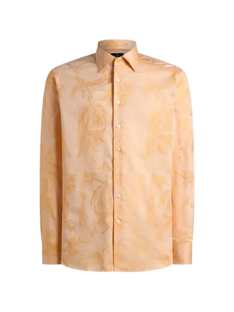 ETRO cotton jacquard shirt with parrot and palm tree motif