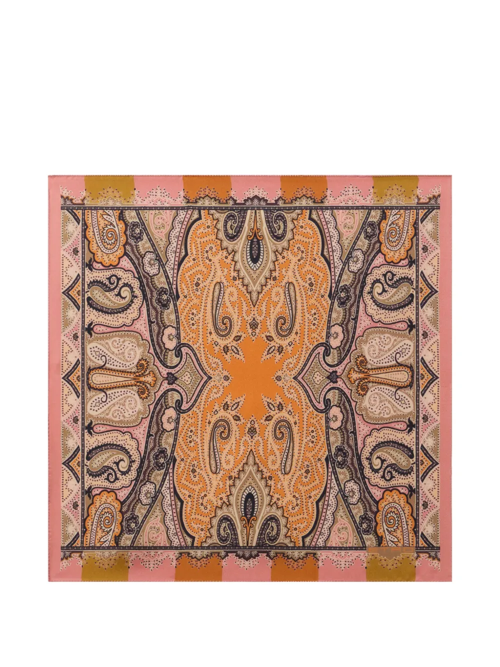 ETRO silk pocket square with symmetric Paisley motif scarf - Rosa