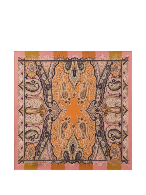 ETRO silk pocket square with symmetric Paisley motif scarf