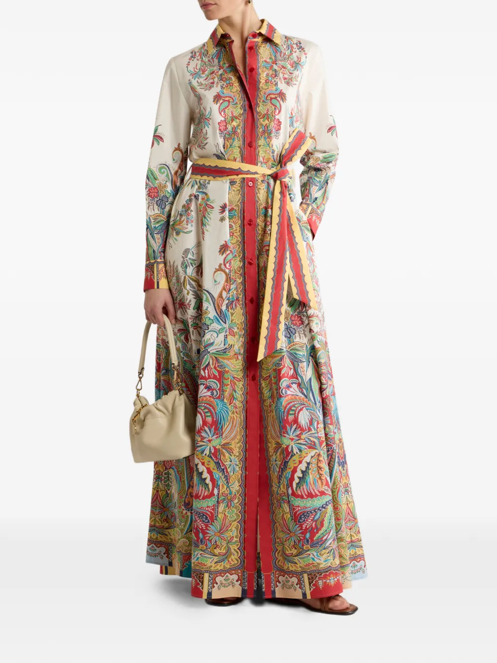 ETRO Katoenen maxi-jurk met paisley-print Beige