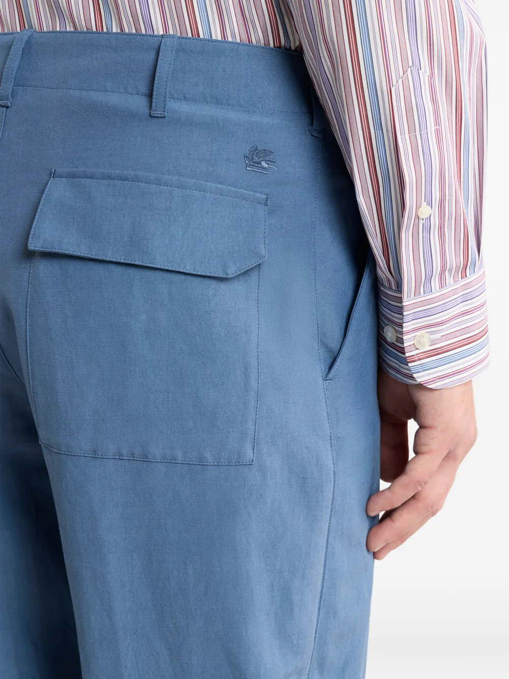 ETRO Regular-fit broek van zijdeblend Blauw