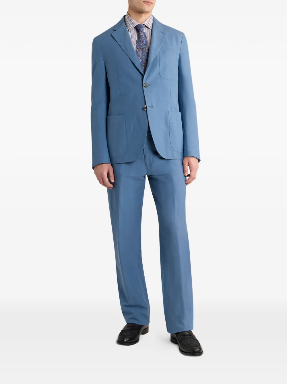 ETRO Regular-fit broek van zijdeblend Blauw