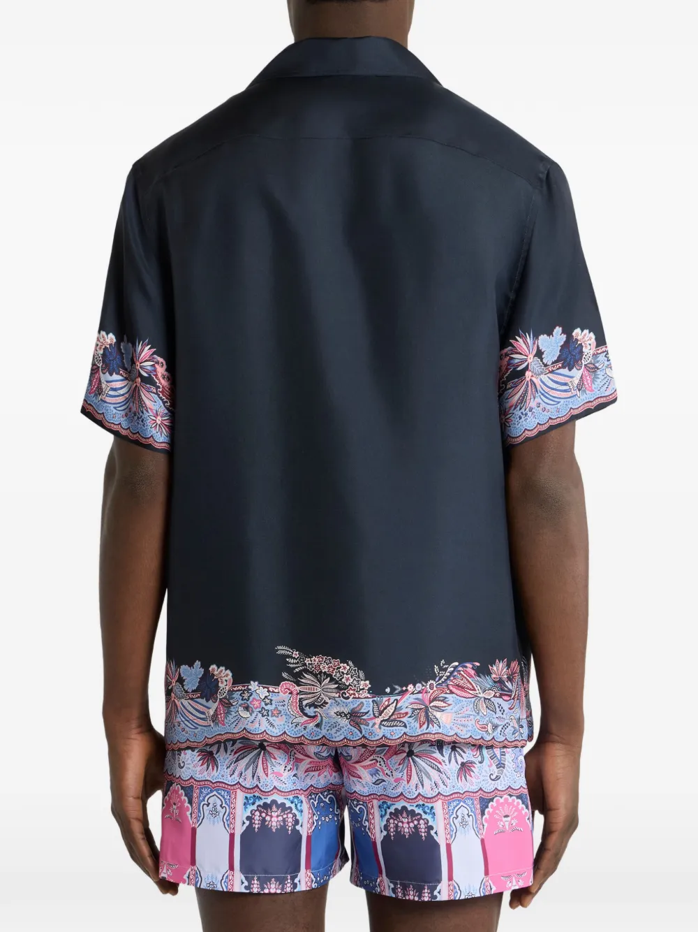 ETRO Bowlingshirt met papegaaiprint Blauw