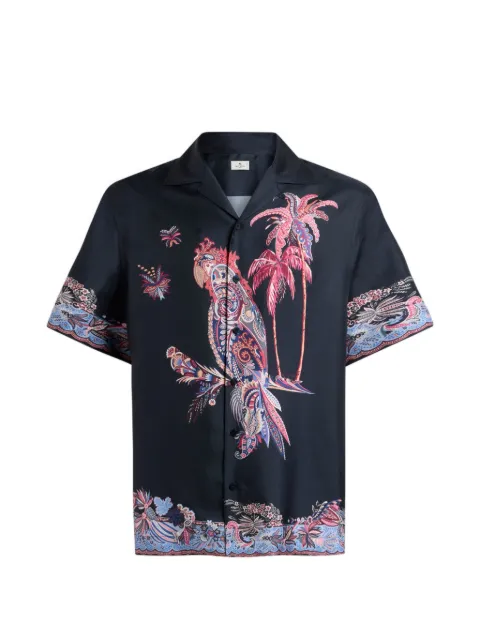 ETRO قميص بأكمام قصيرة وطبعة ببغاء