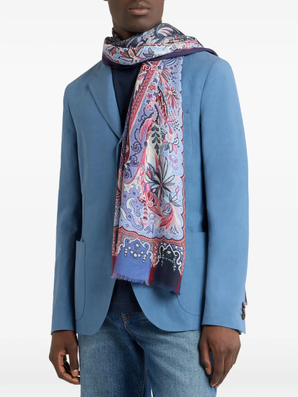 ETRO Sjaal met print Blauw