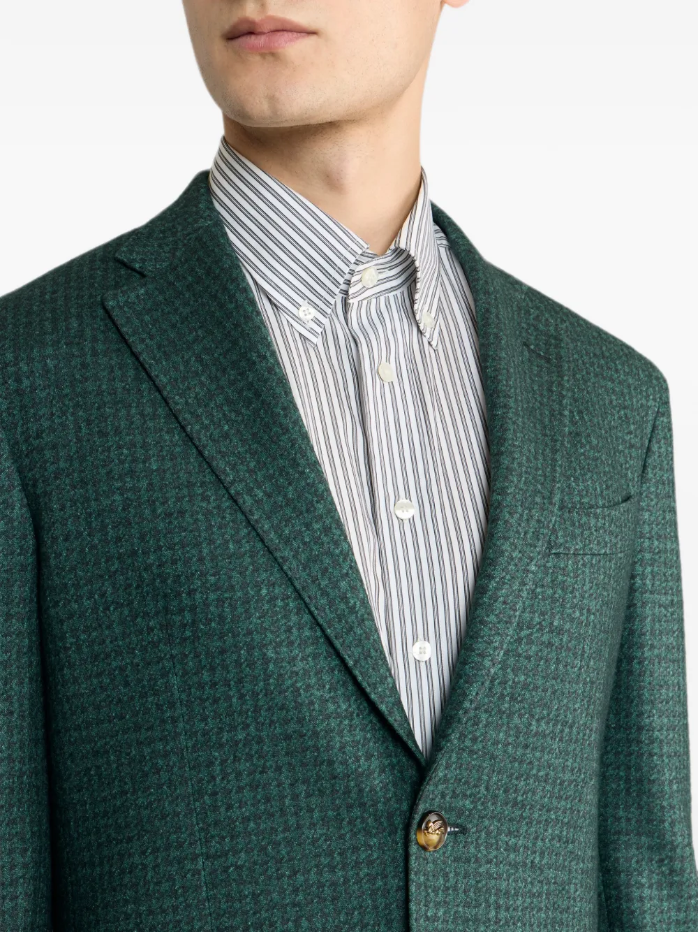 ETRO Blazer met enkele rij knopen en pied-de-poule print Groen