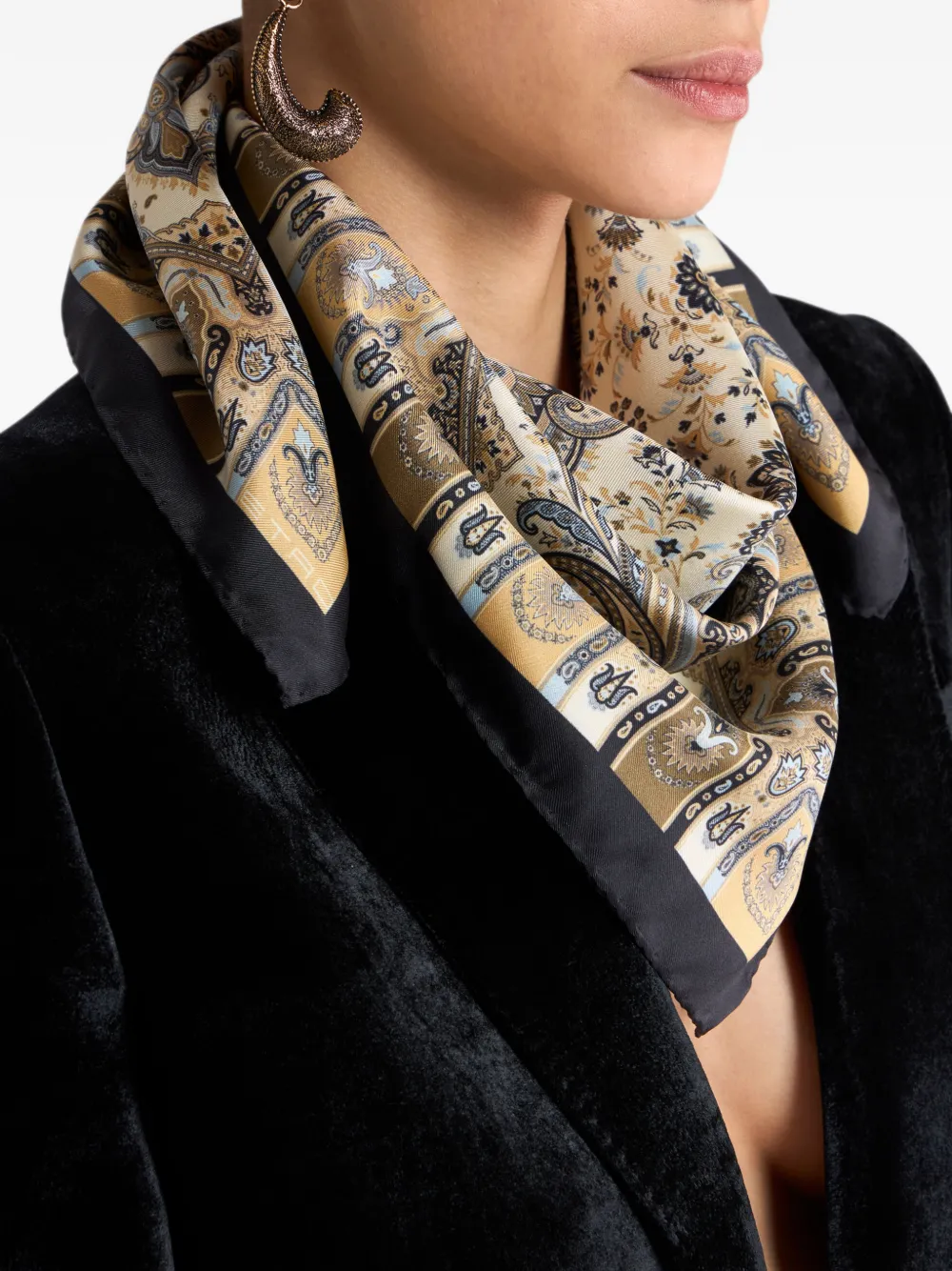ETRO Twill zijden sjaal met paisley-patroon Beige