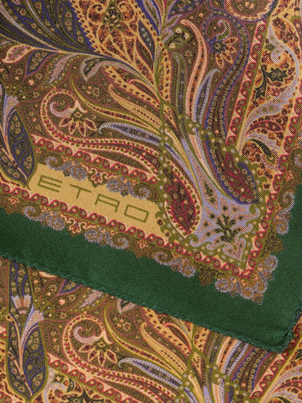 ETRO Zijden pochet met bloemenpaisley-patroon Groen