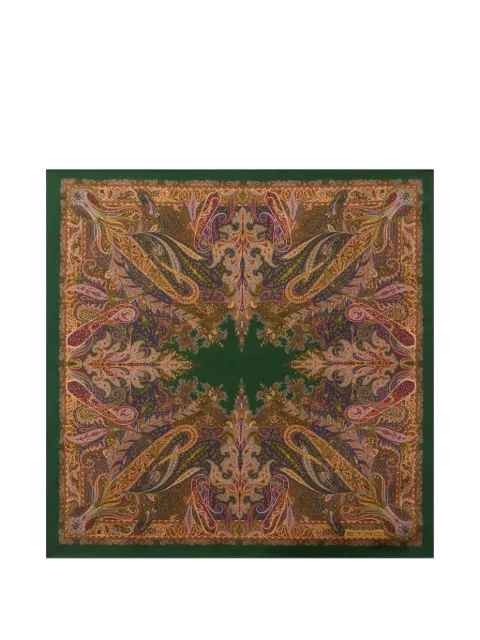 ETRO carré de poche en soie à motif cachemire floral