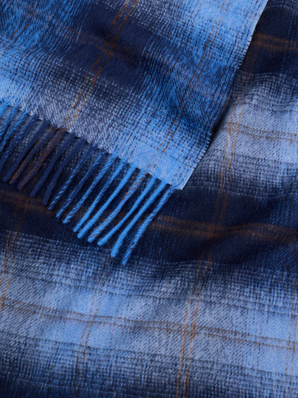 ETRO Sjaal van wol en kasjmier-jacquard met Arnica en geruit patroon Blauw