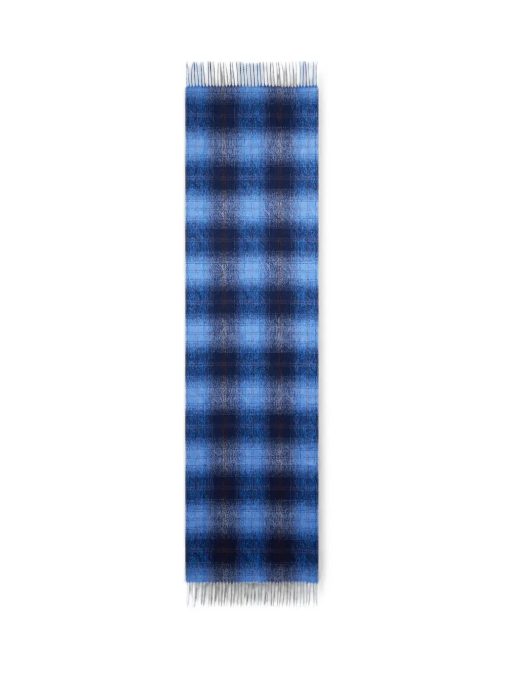 ETRO wool and cashmere jacquard scarf with Arnica and check motifs - Blu