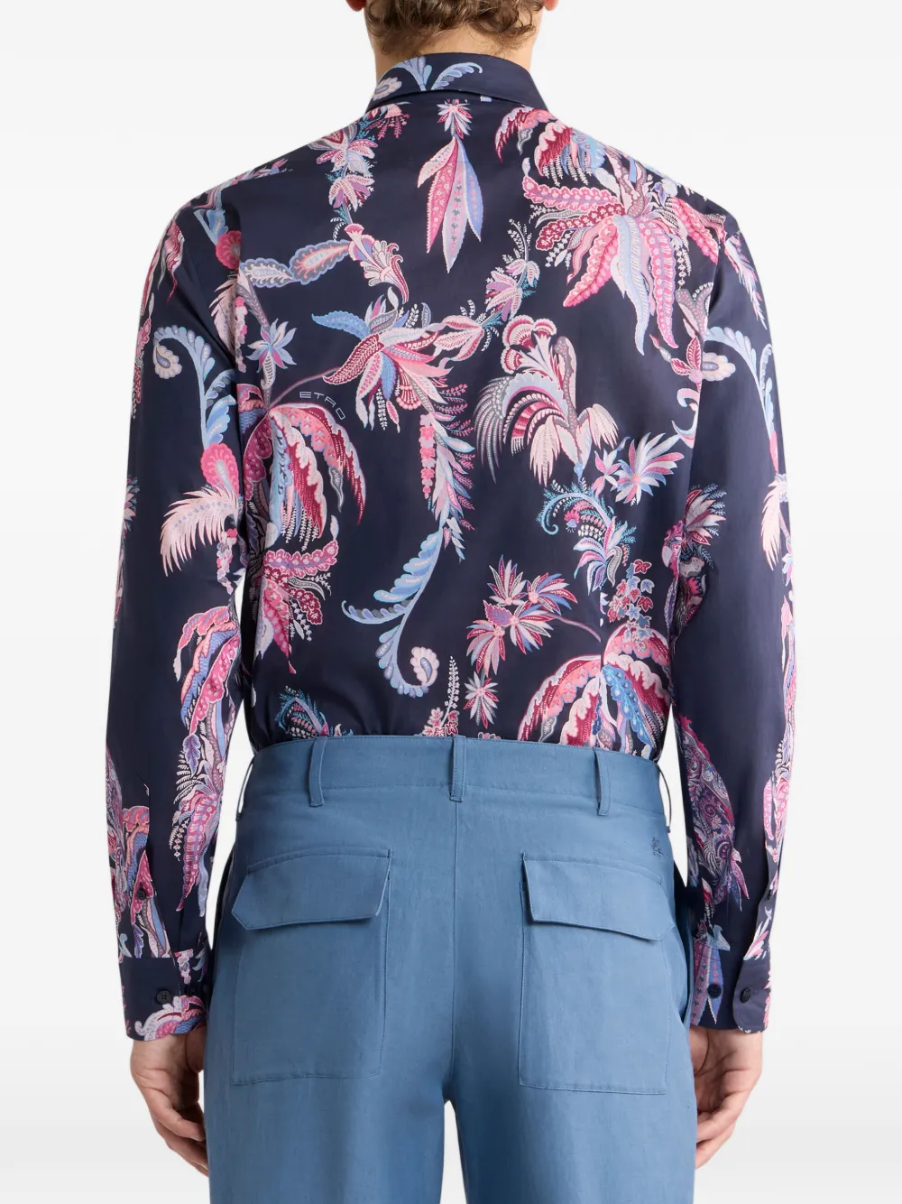 ETRO Overhemd met papegaaiprint en palmboom Blauw