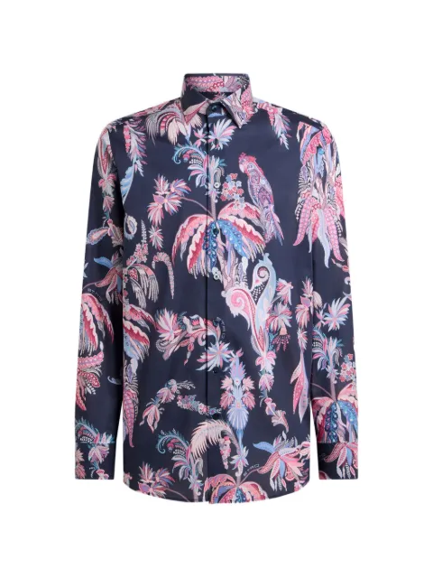ETRO camisa con motivo de loro y palmera
