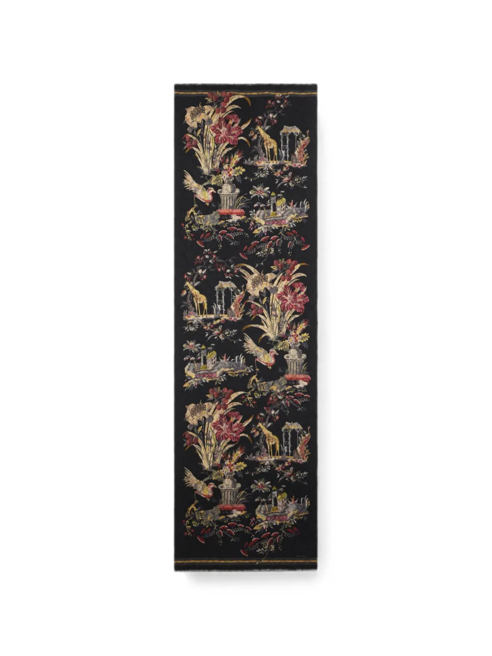 ETRO 투 프린트 브러시드 울 스카프 | 블랙 | Image 1