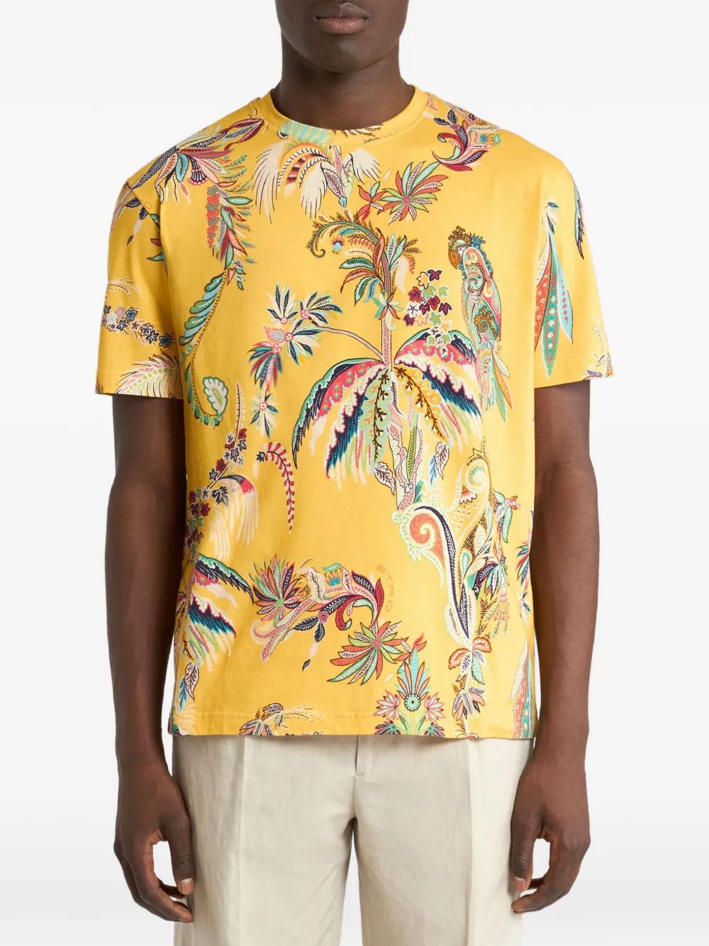 ETRO T-shirt met palmboomprint Geel