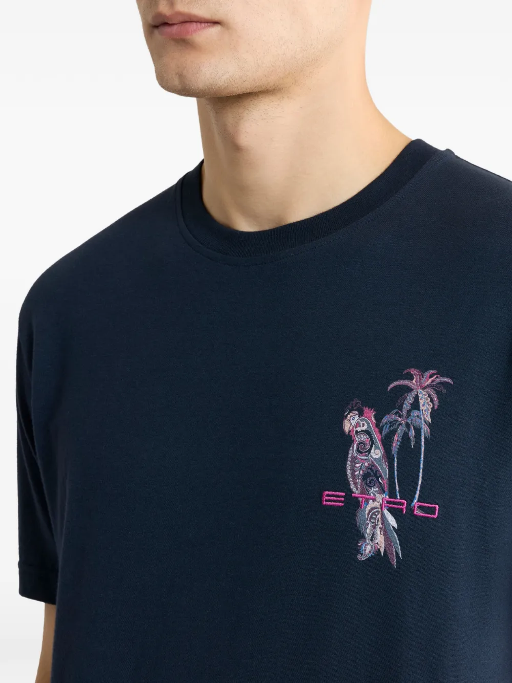 ETRO T-shirt met geborduurde papegaai Blauw