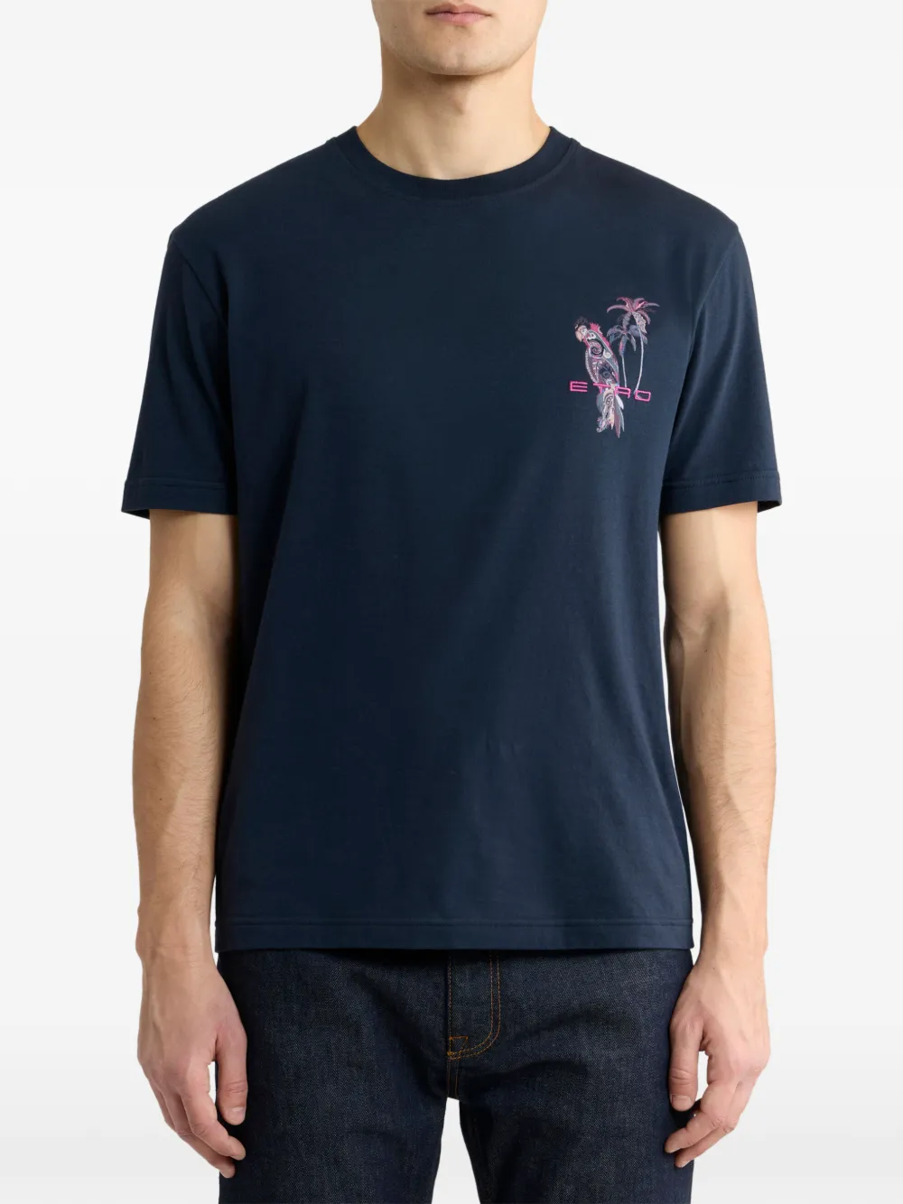 ETRO T-shirt met geborduurde papegaai Blauw
