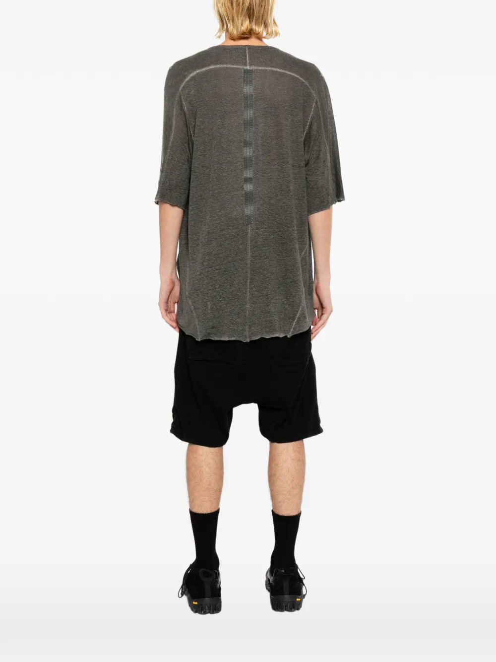 69 BY ISAAC SELLAM T-shirt met gerafelde afwerking en stiksel Grijs