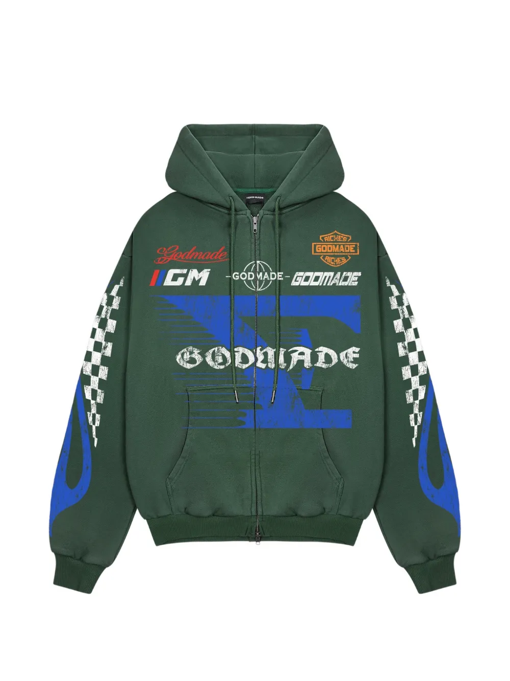 GODMADE 7 Speed logo-print zip-up hoodie - Verde