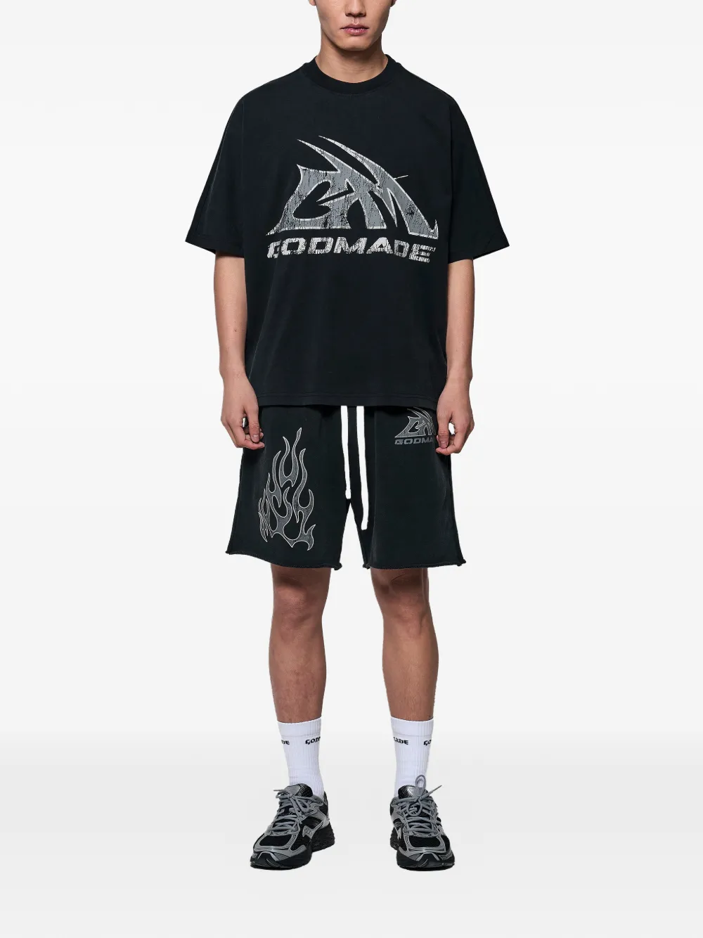  Godmade Bermudas Con Logo Estampado - Negro 