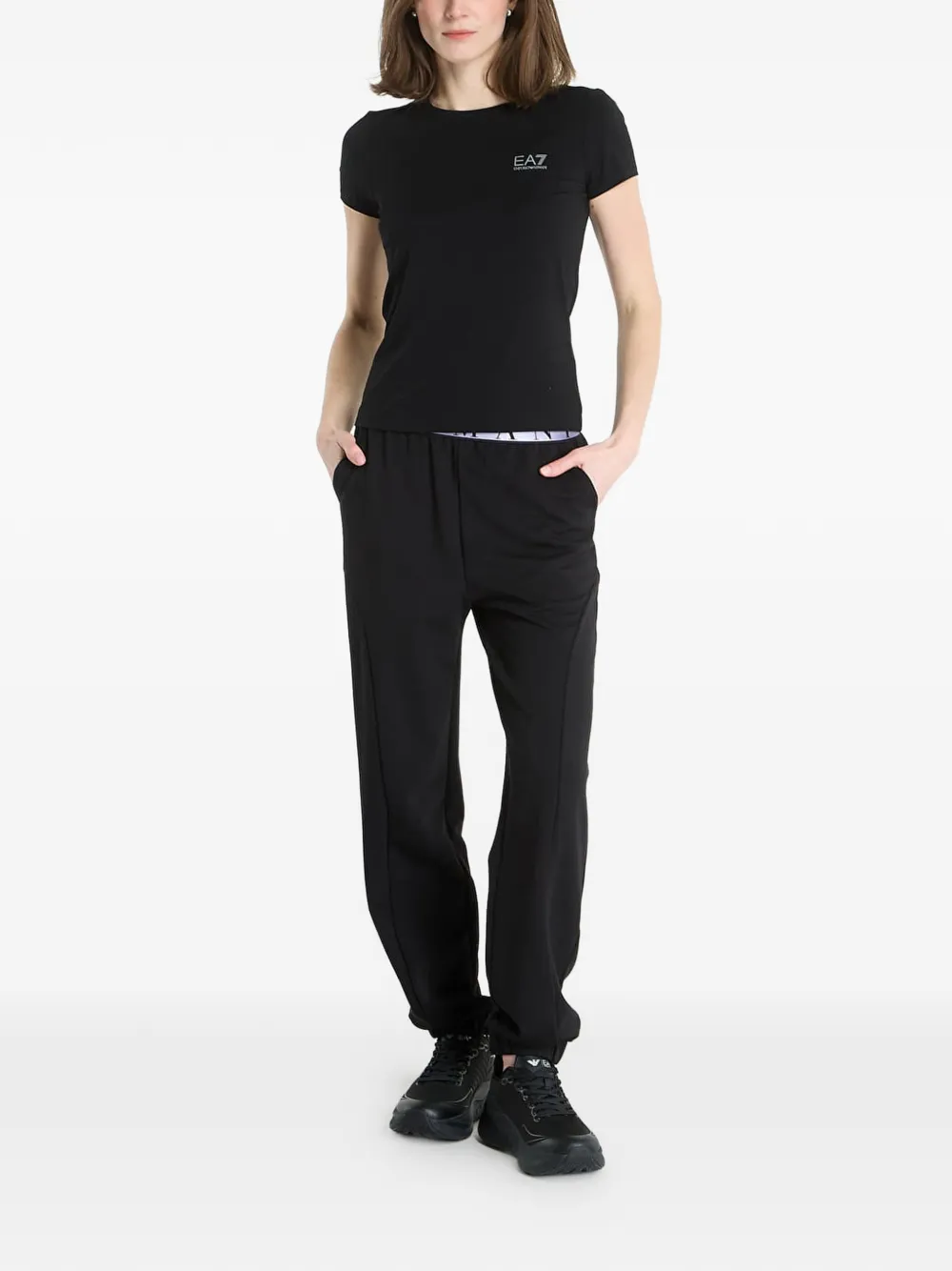 Ea7 Emporio Armani ASV Dynamic Athlete trainingsbroek met logodetail Zwart