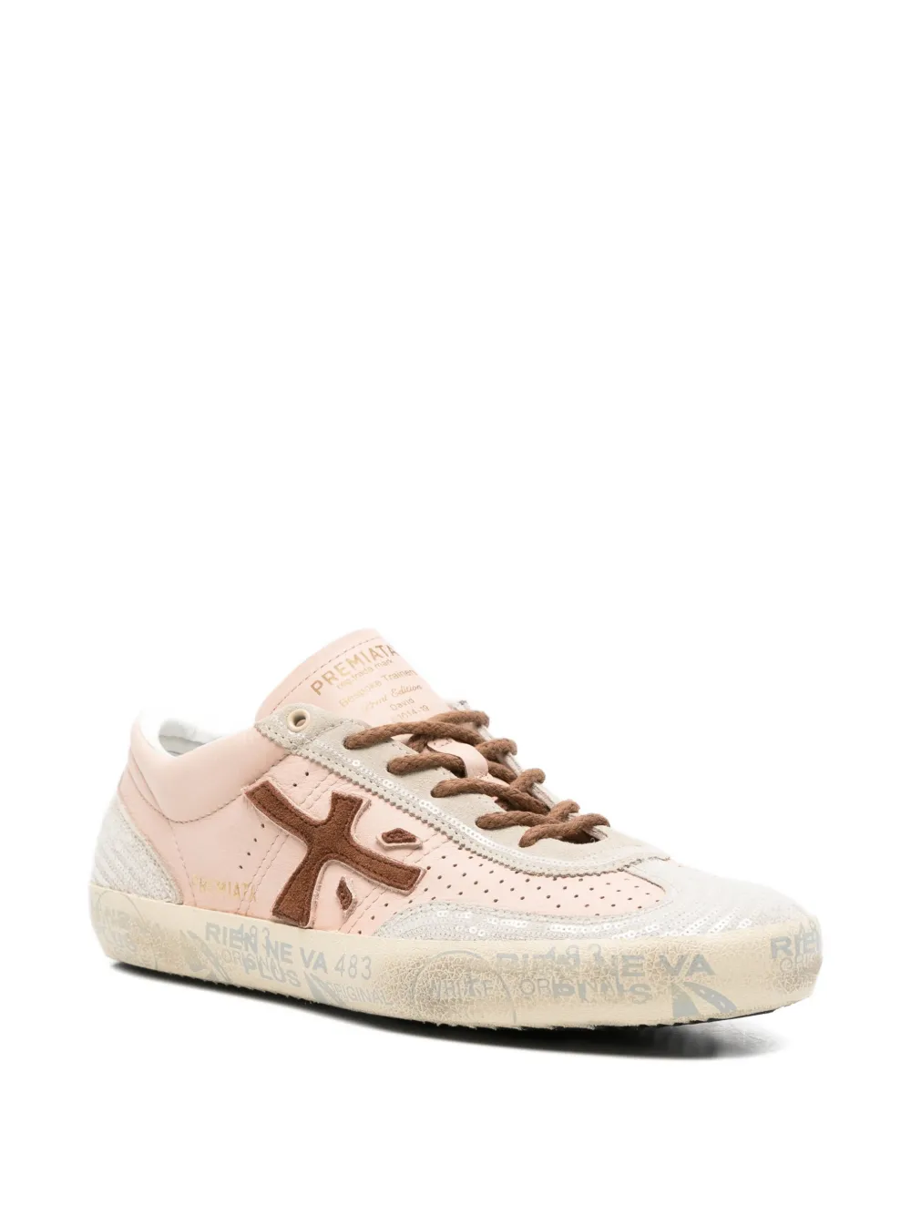 Premiata Davidd sequin-embellished sneakers Roze
