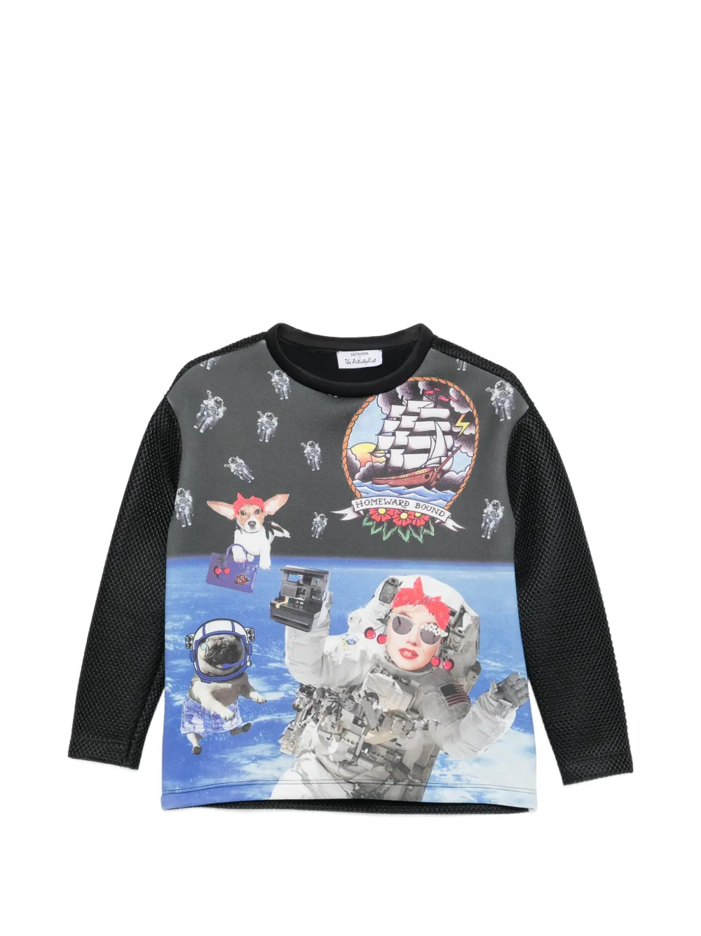 The Artistylist graphic-print mesh-sleeve sweatshirt - Schwarz
