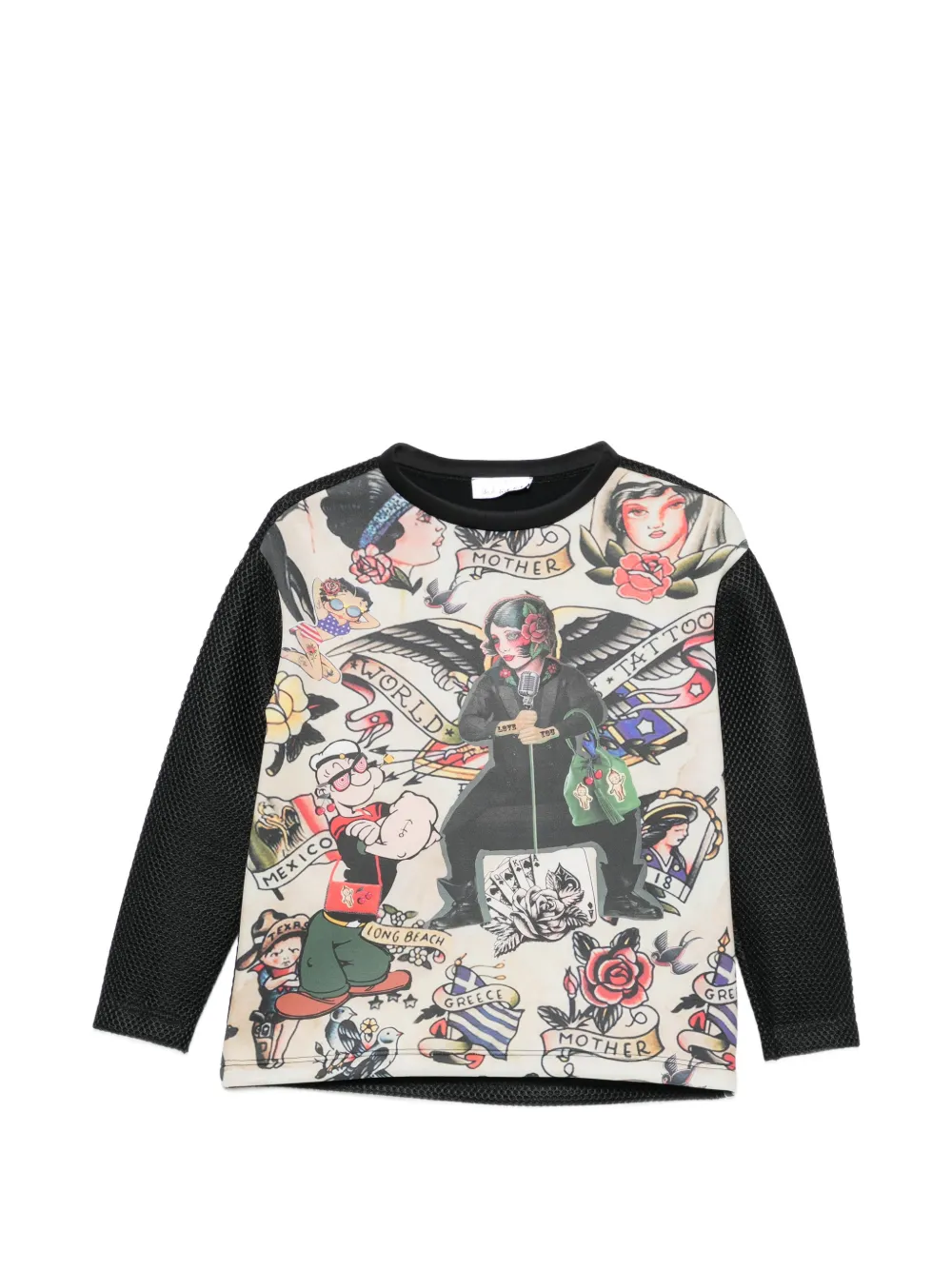 The Artistylist tattoo-print mesh-panelled sweatshirt - Nero