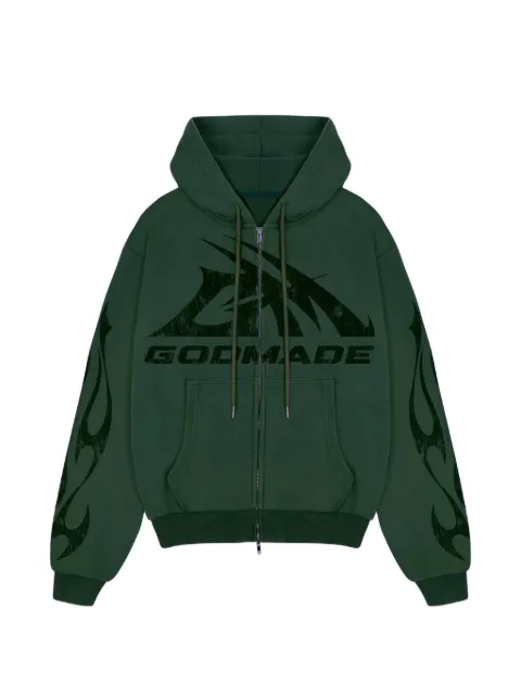 GODMADE logo-print flame-detail hoodie