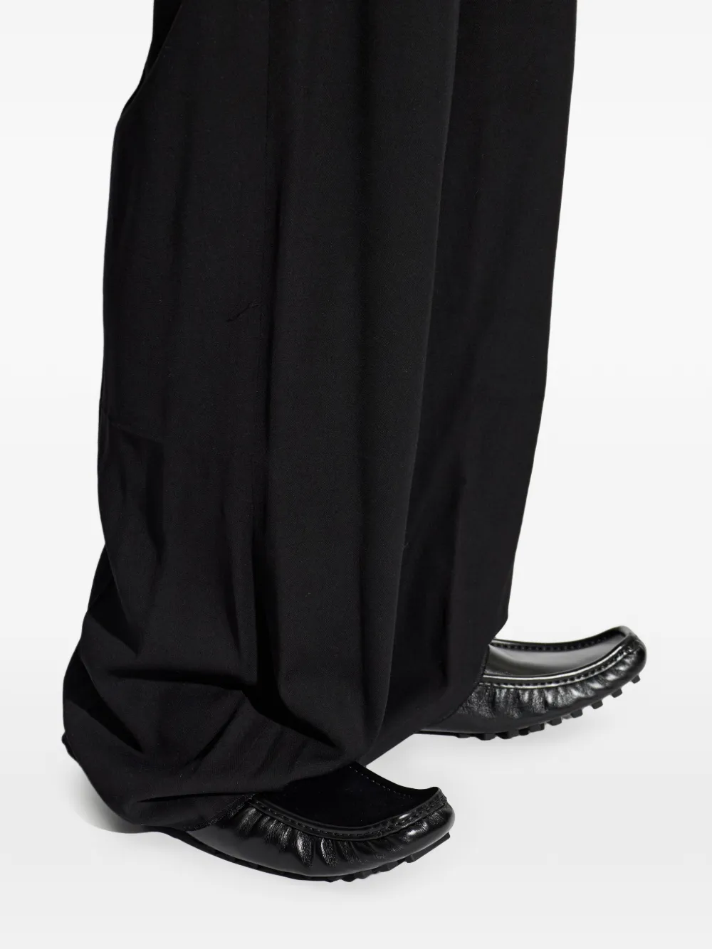 Balenciaga Portofino leren loafers met ruches Zwart