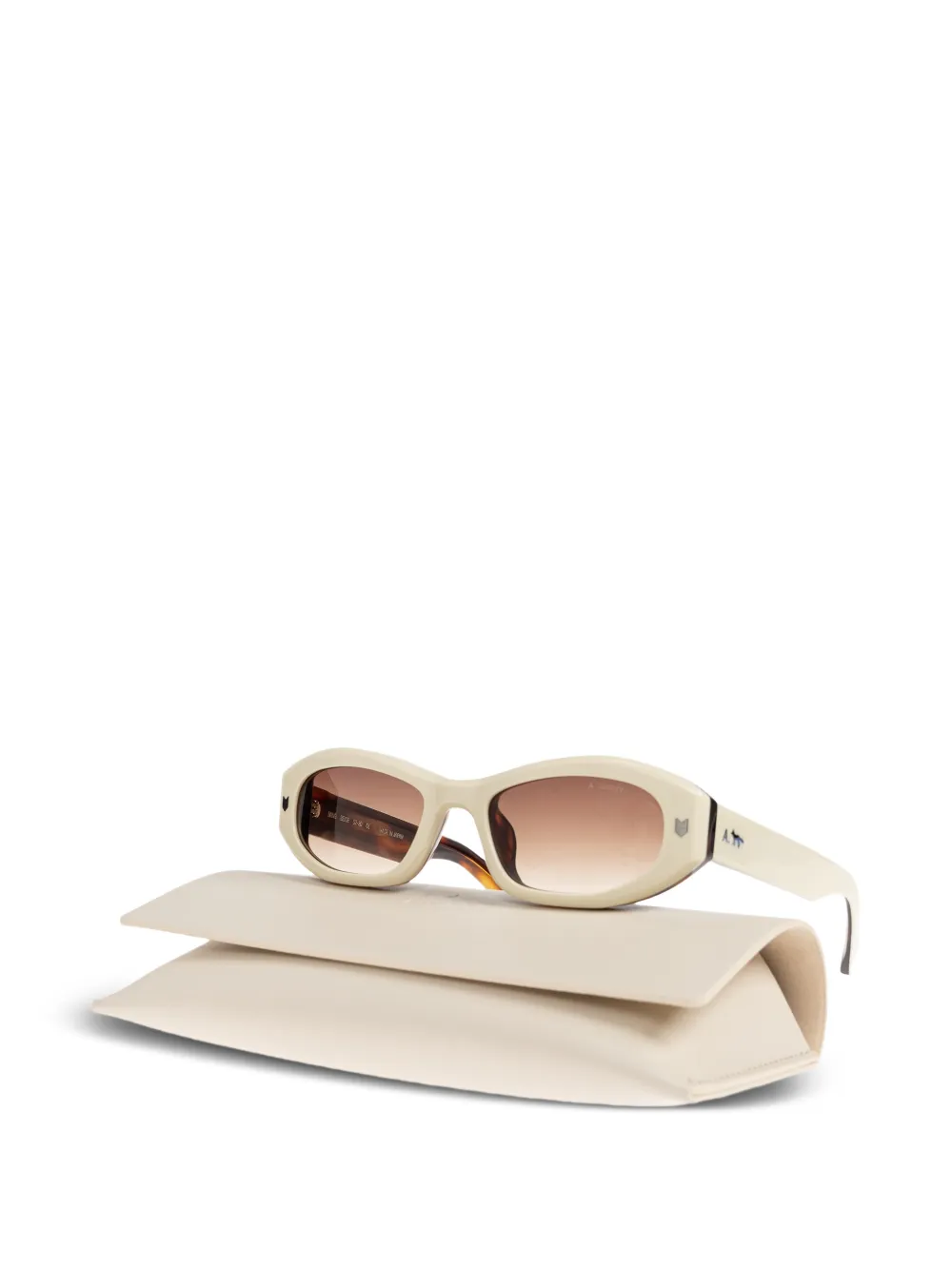 Maison Kitsuné Zonnebril met ovalen montuur Beige