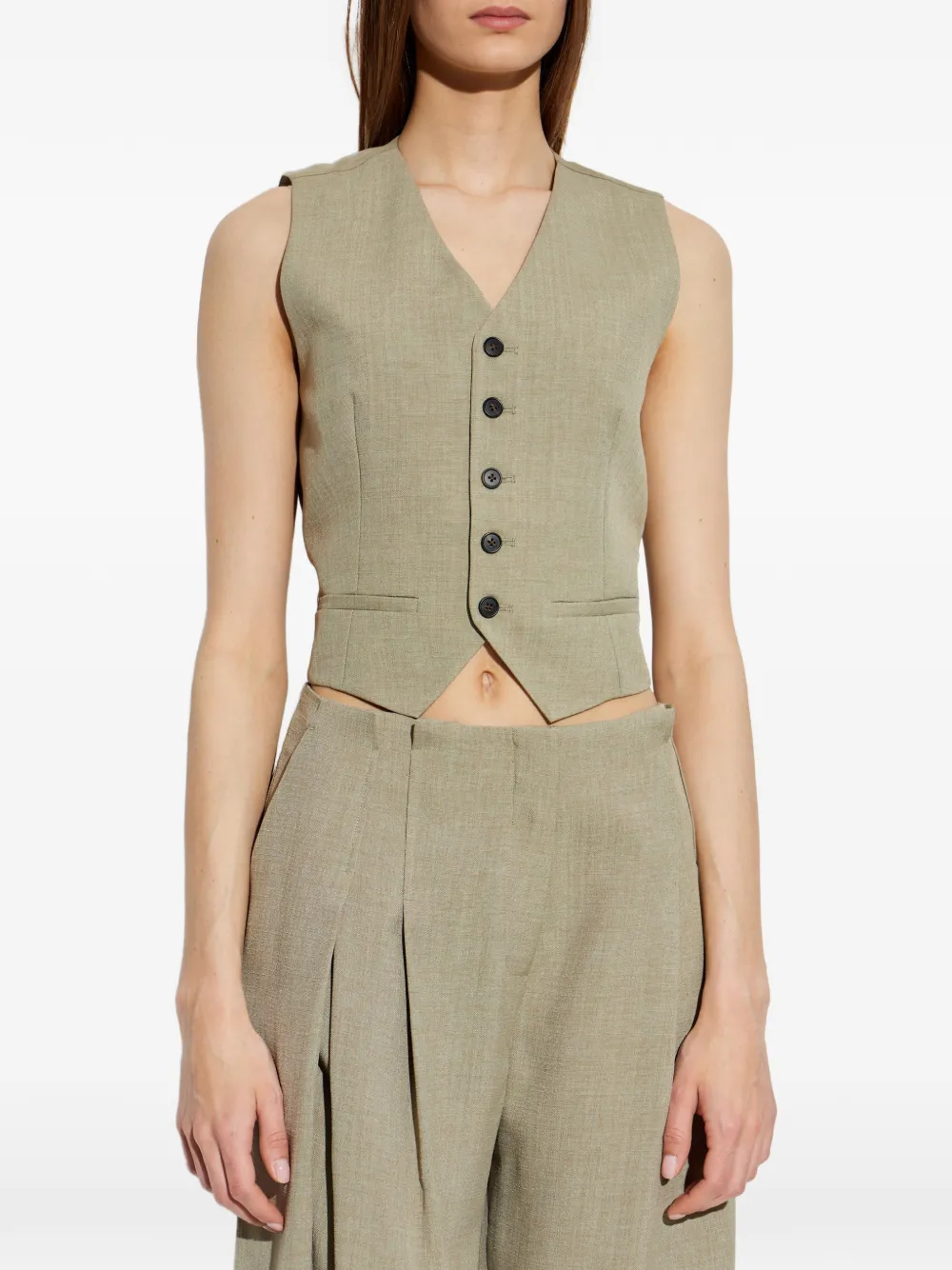 IRO Gilet met V-hals en knopen Beige