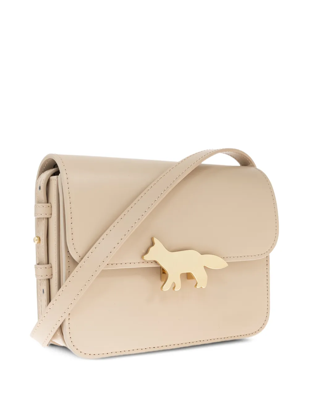 Maison Kitsuné Edie schoudertas met vos-plakkaat Beige