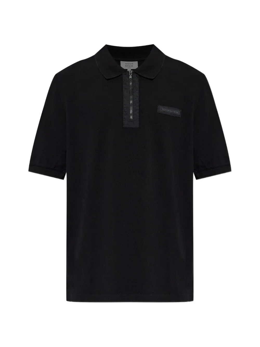 Maison Kitsuné zip-fastening logo-patch polo shirt - Nero