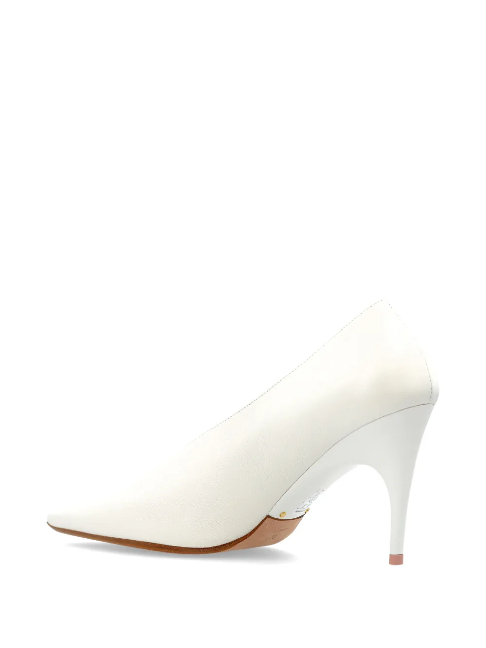 Balenciaga Duchesse pumps met puntige neus en V-vorm Beige