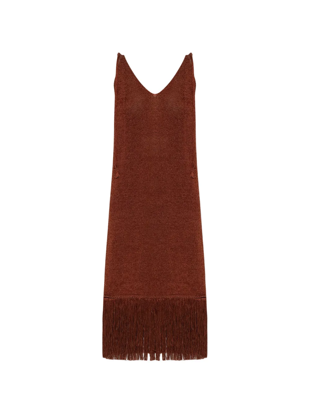 fringe-trimmed v-neck dress