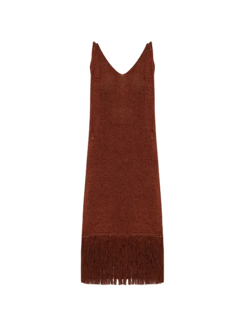 Akep fringe-trimmed v-neck dress