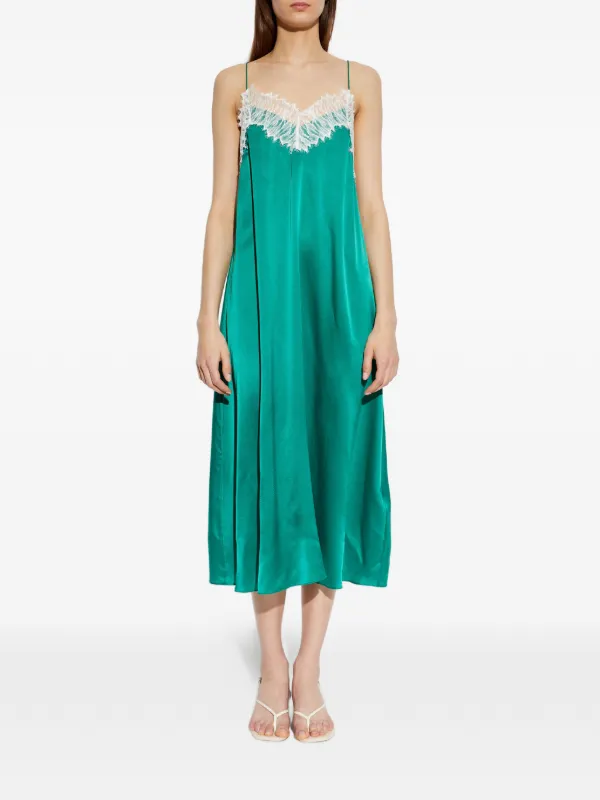 iro silk dress IRO lace-trimmed Silk Dress | Green