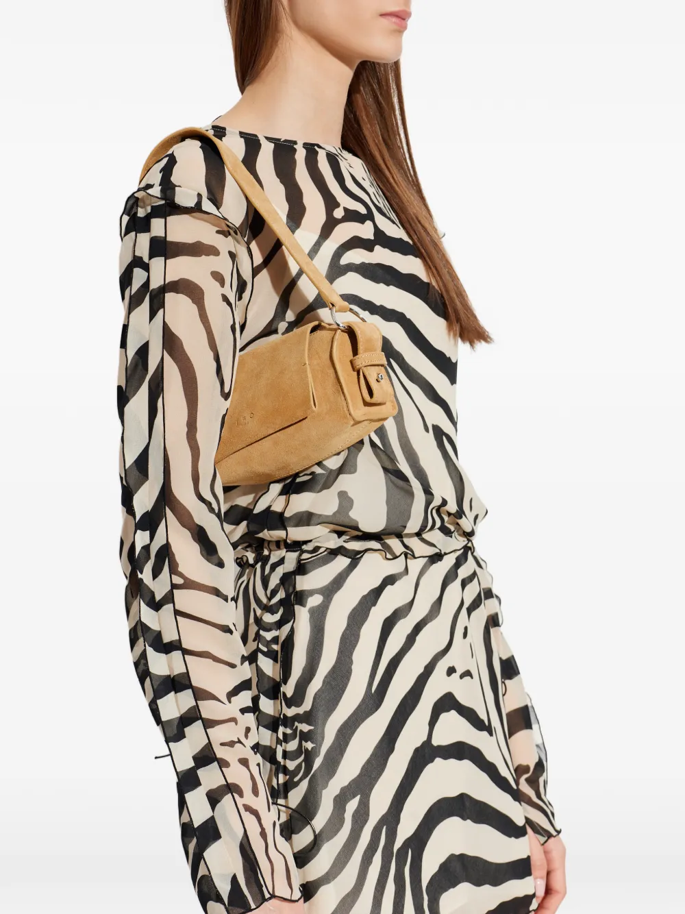 IRO suede logo-print shoulder bag - Brown