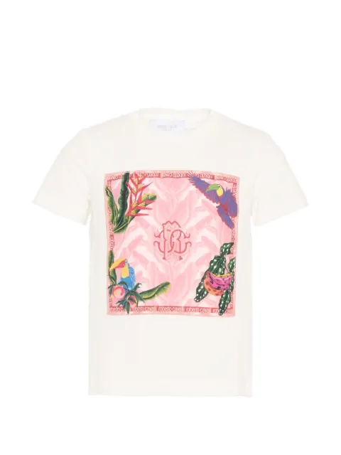Roberto Cavalli Junior camiseta Monogram con estampado tropical