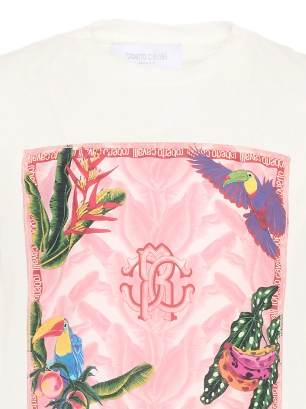 Roberto Cavalli Junior T-shirt met tropische print Wit