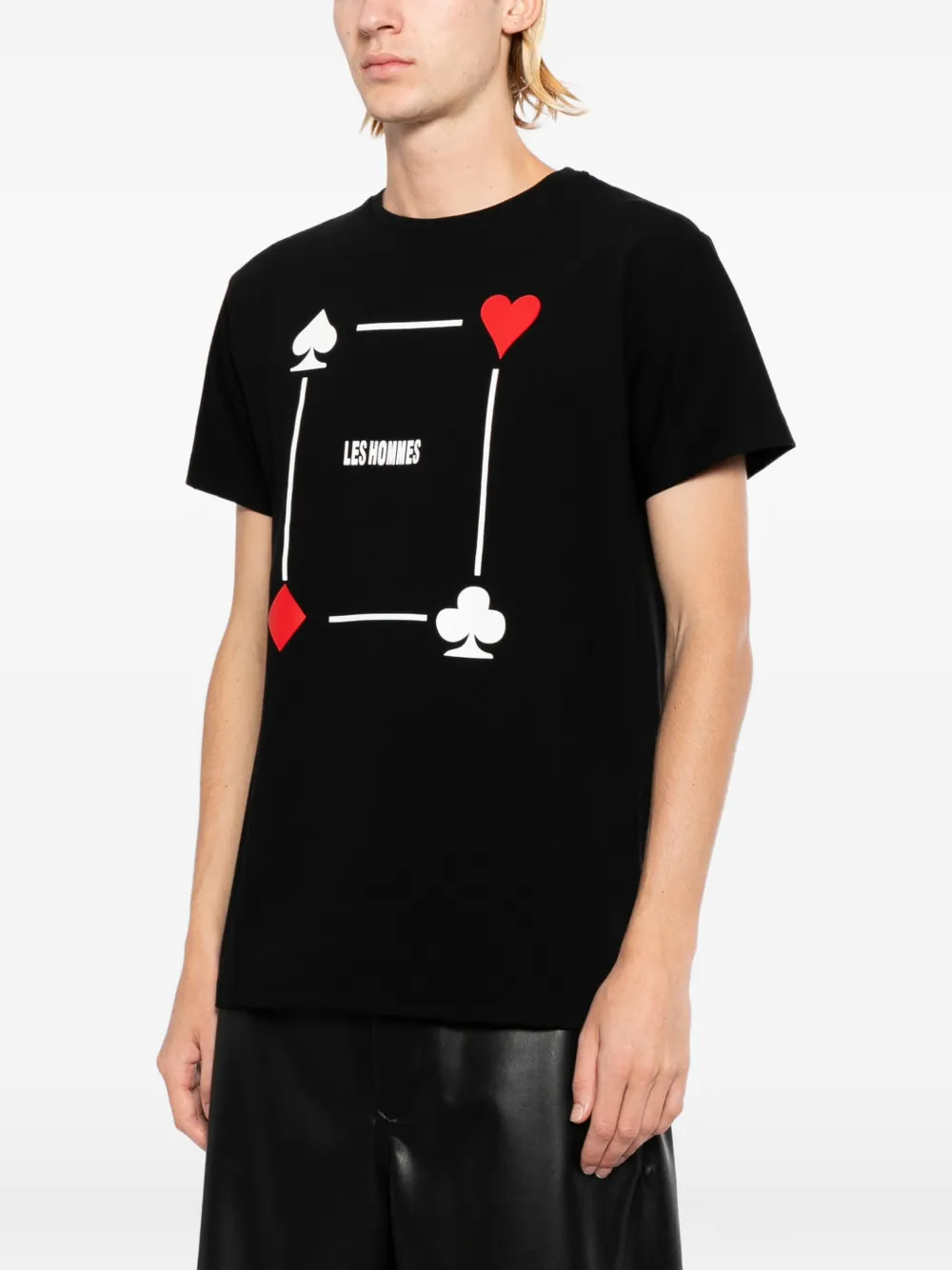 LES HOMMES T-shirt met print Zwart
