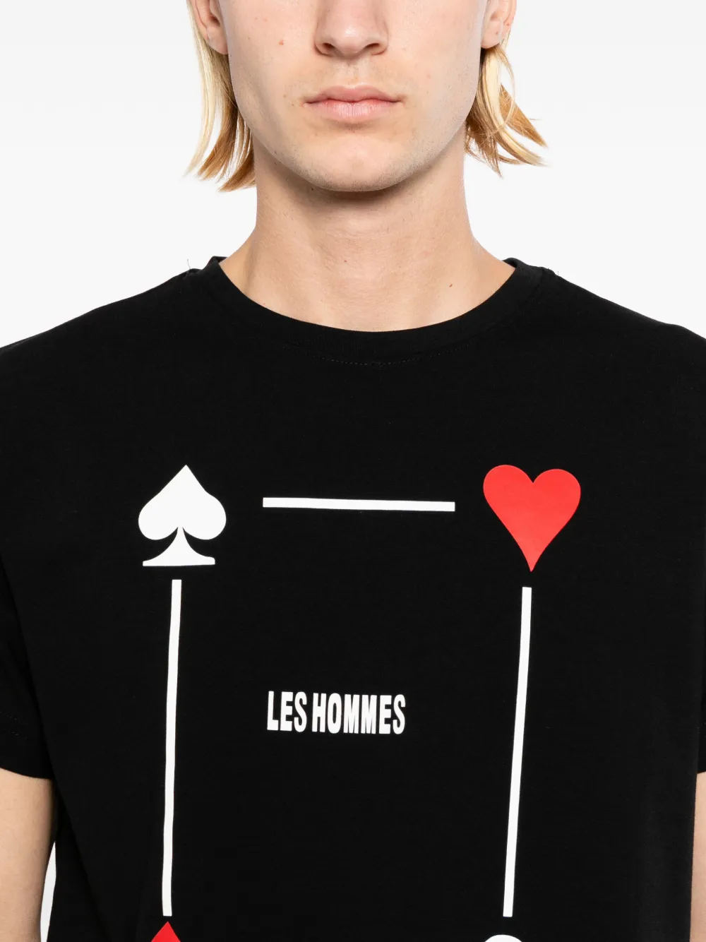 LES HOMMES T-shirt met print Zwart
