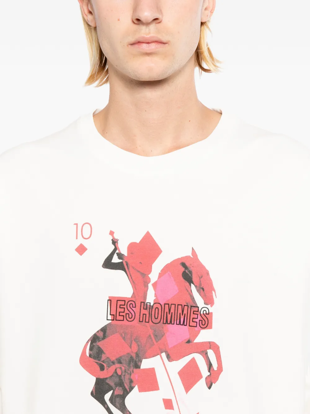 LES HOMMES T-shirt met print Beige
